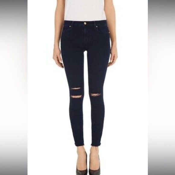 J Brand Alana 8227 Mid Rise Ankle Skinny, Blue Mercy - distressed knee - Picture 2 of 10